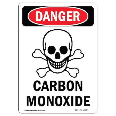 Signmission Safety Sign, OSHA Danger, 10" Height, Carbon Monoxide, Portrait, D-V-1054 OS-DS-D-710-V-1054